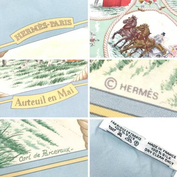 HERMES Blue Silk Scarf - Picture 3 of 3